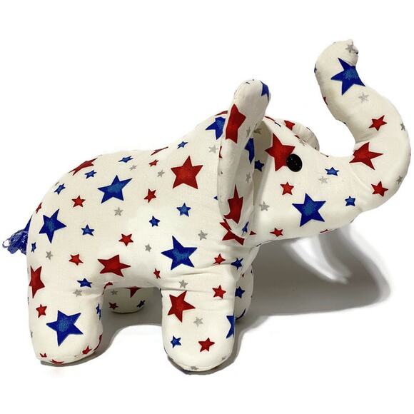 Patriotic Elephant Plush Red White and Blue Stars 16  x 12 - Picture 2 of 7
